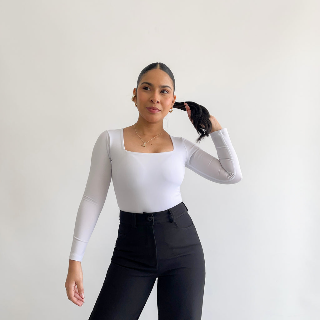 Body manga larga blanco