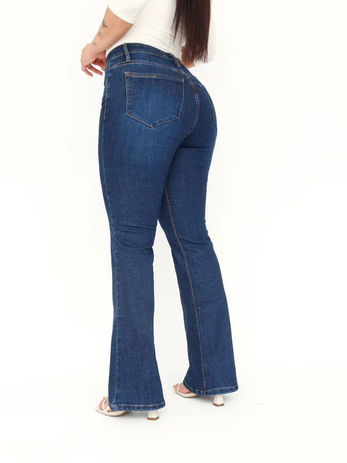 Bootcut regular tiro medio jeans azul