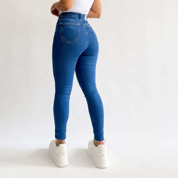Skinny jeans clasico azul medio