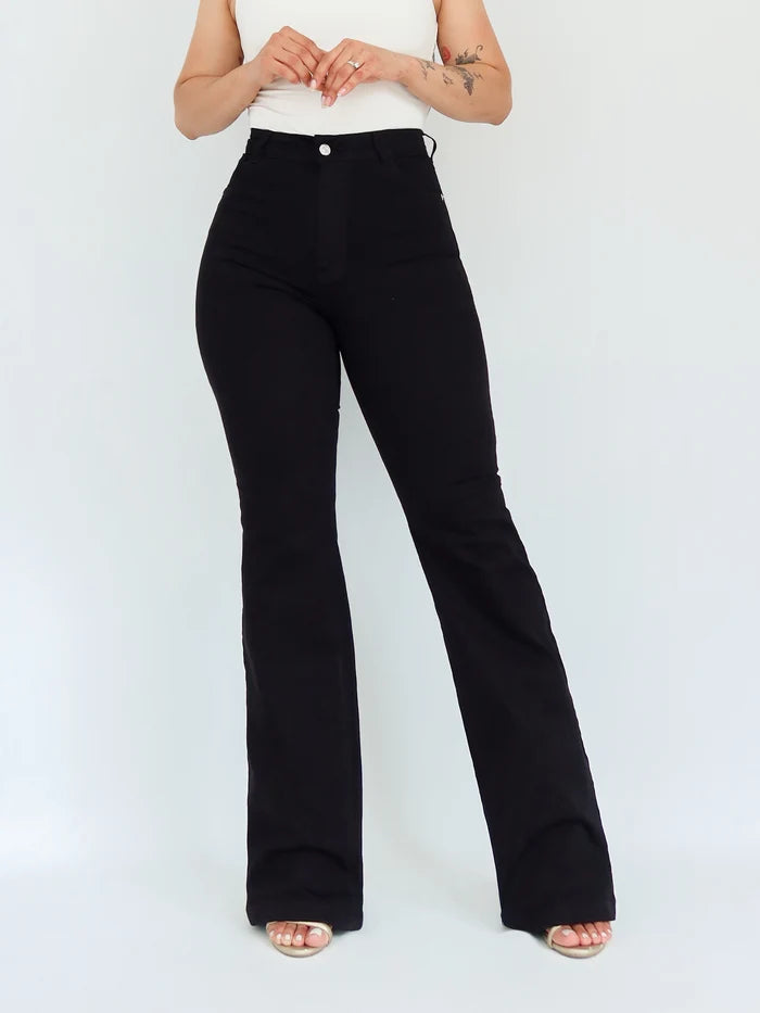 Bootcut long jeans negro