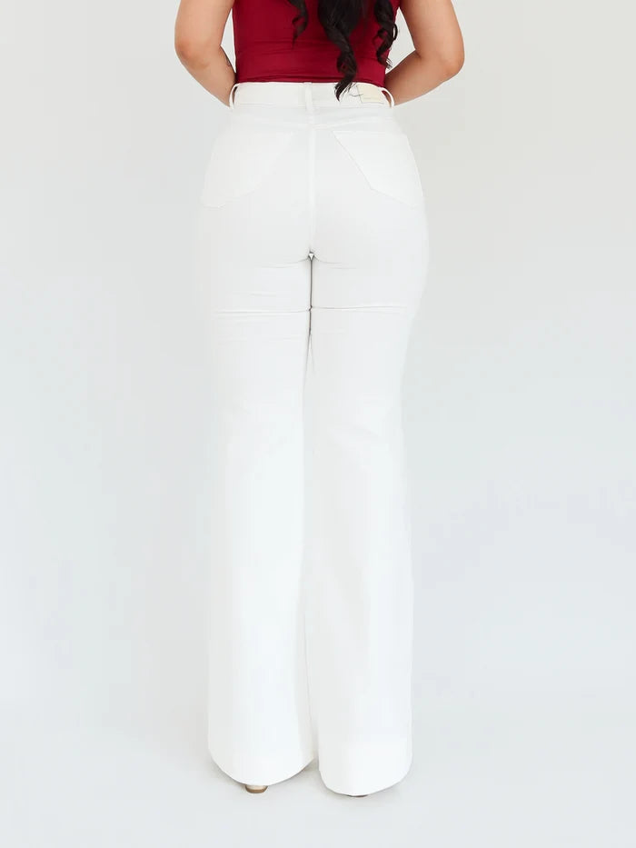 Bootcut long jeans off white