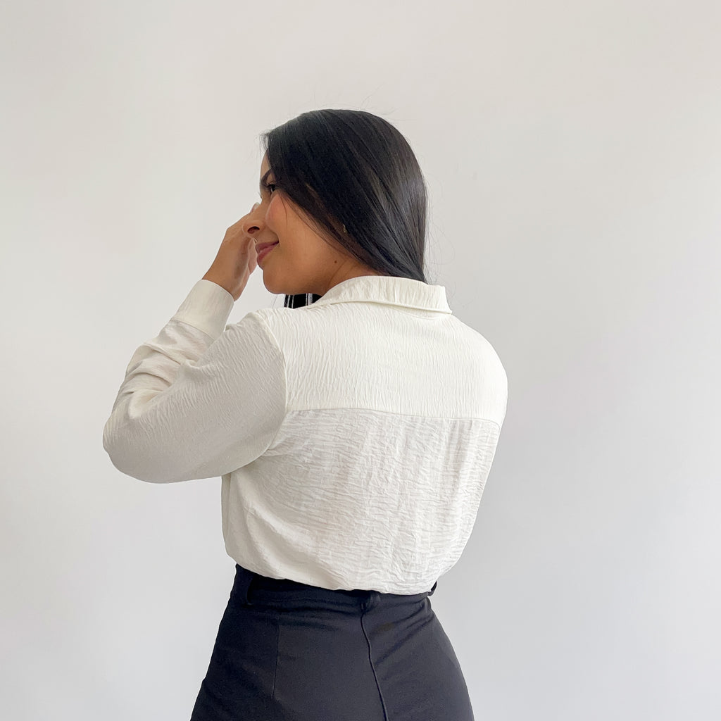 Camisa crepe beige