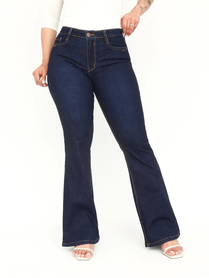 Bootcut regular tiro medio jeans azul oscuro