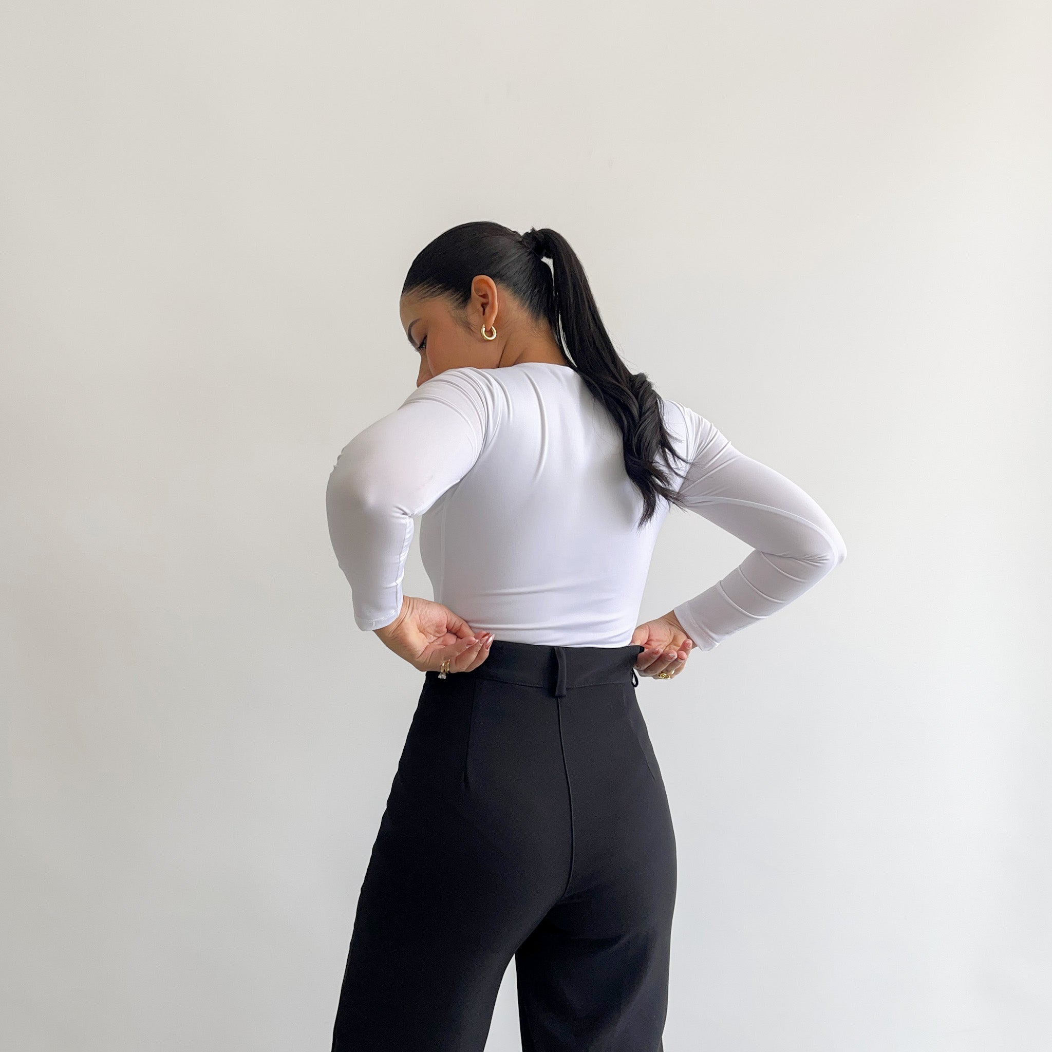 Body manga larga blanco
