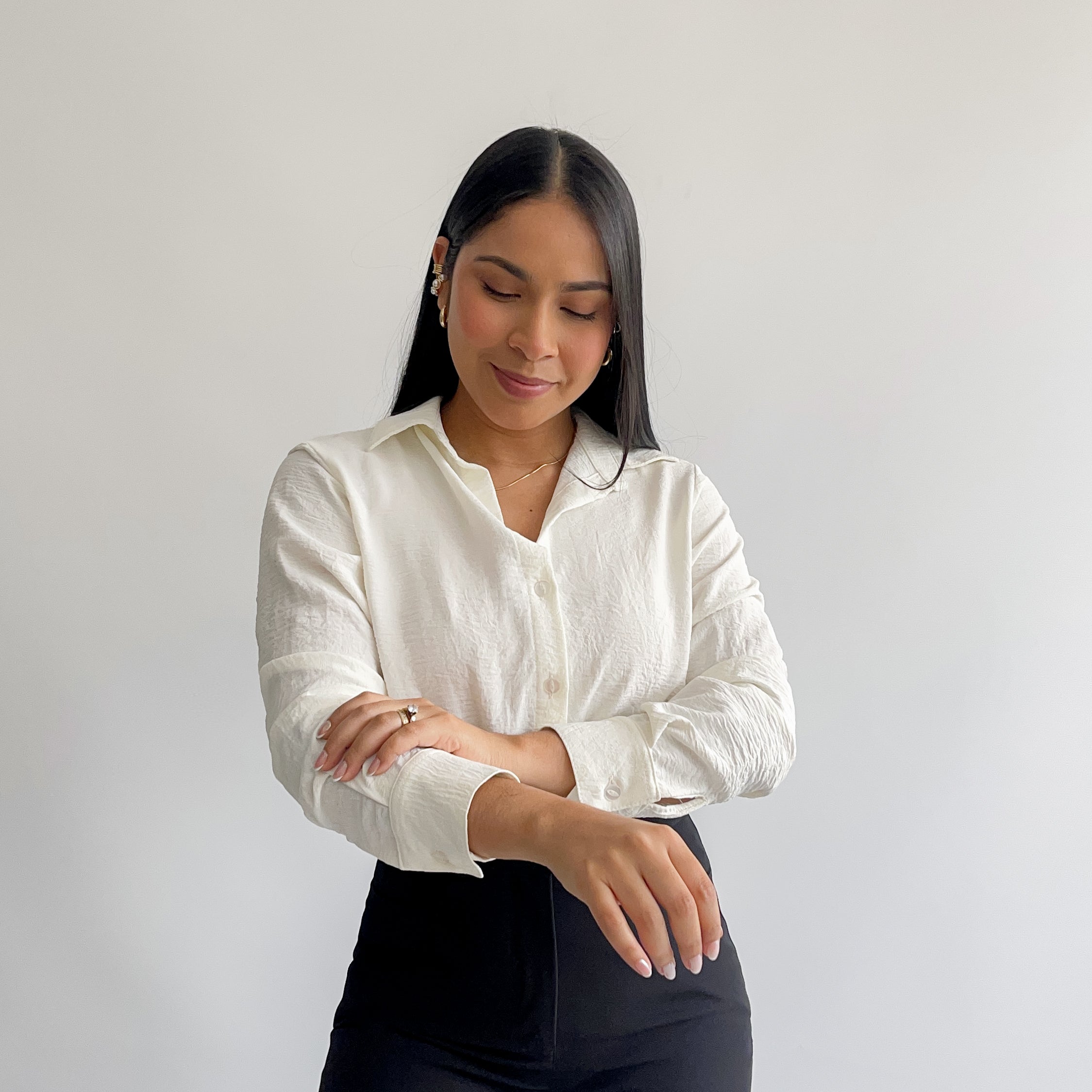 Camisa crepe beige