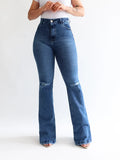 Boot cut jeans Destroyed long azul