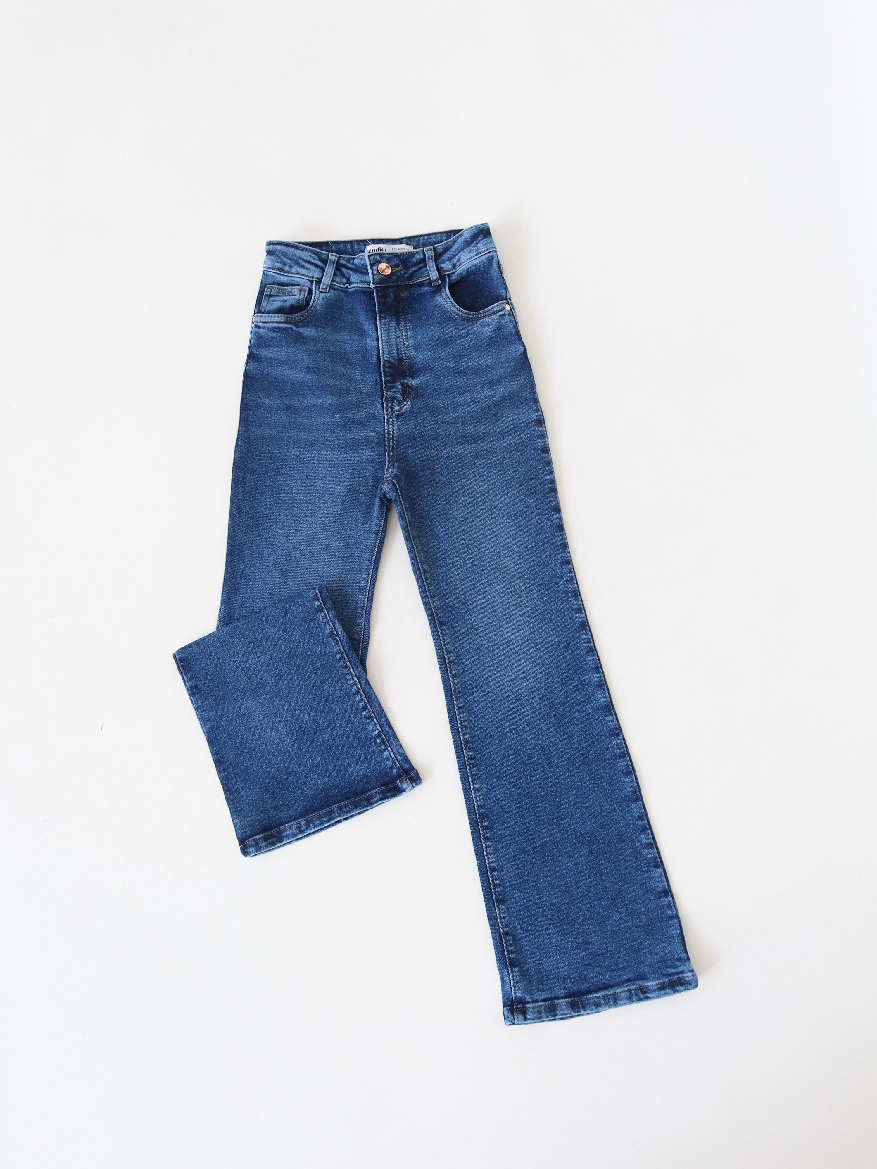Mini bootcut jeans bigote azul medio