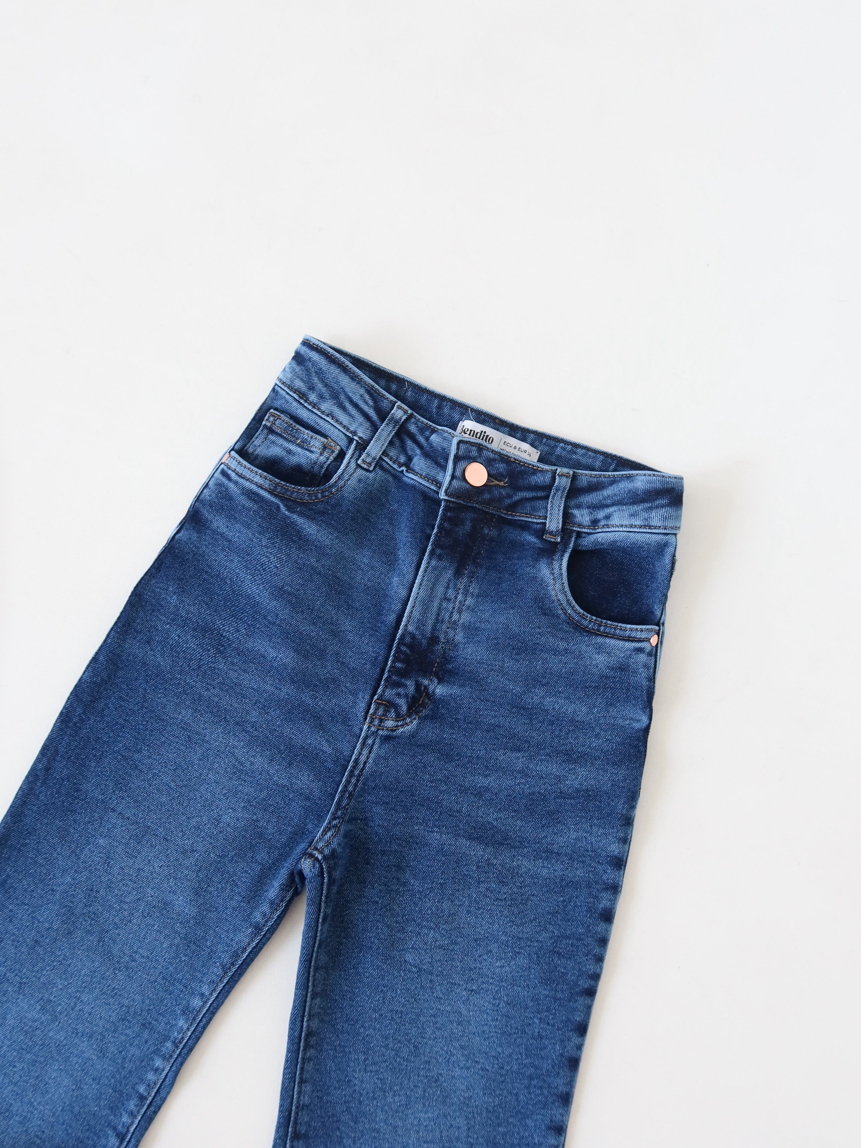 Mini bootcut jeans bigote azul medio