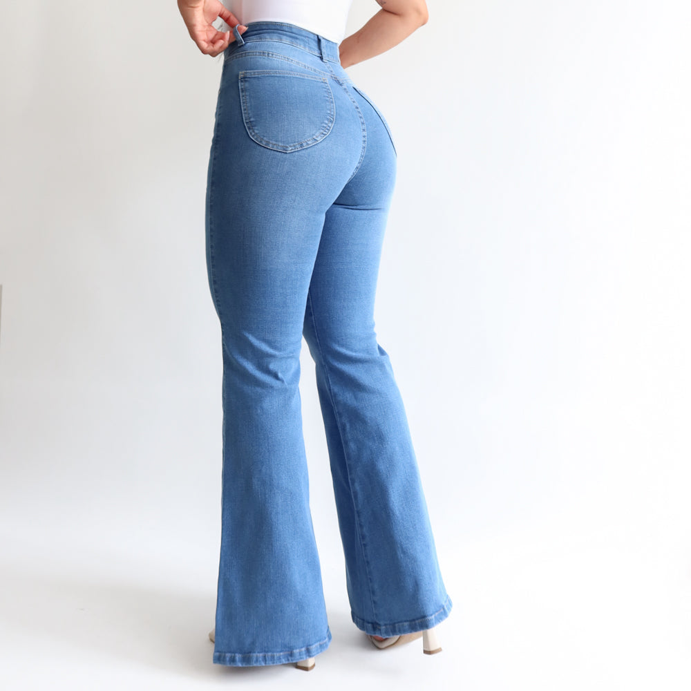 Flare jeans regular azul medio