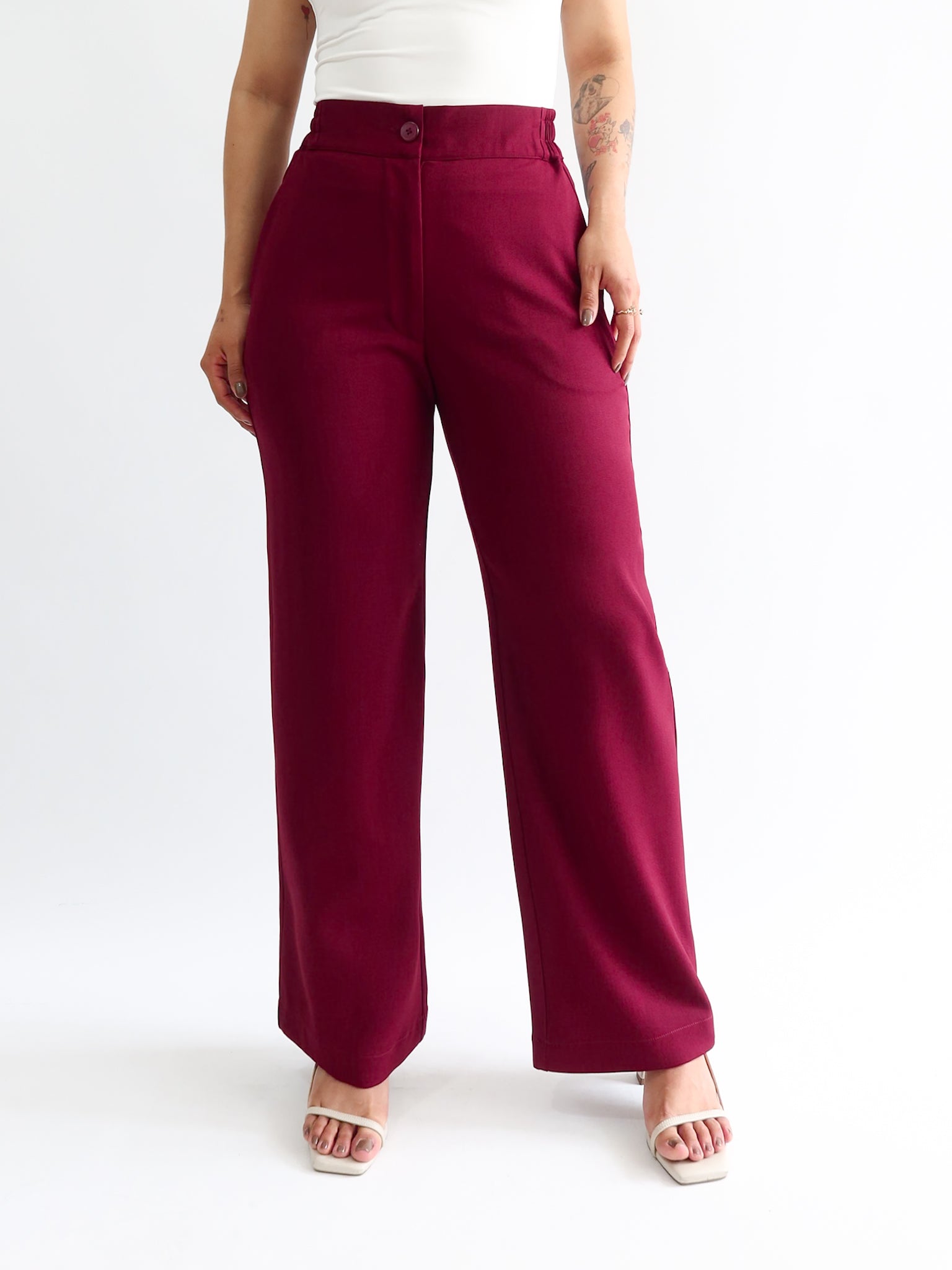 Straight pants elástico midi